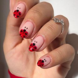 Ladybug french nails