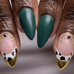 Cow green gold nails