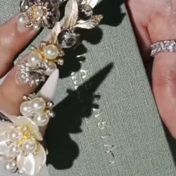 Anastasia white floral nails