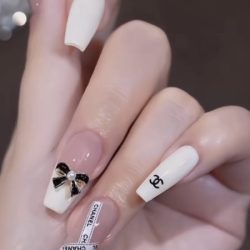 Chanel Nails logo white and black