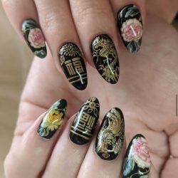 Lunar New Year Peonies Nails