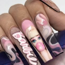 Barbie bubblegum nails