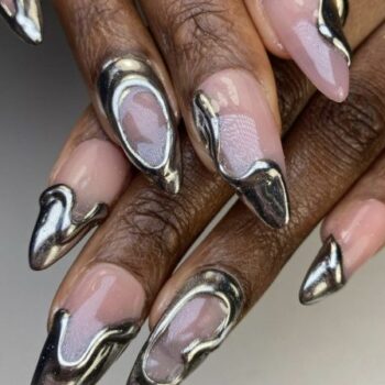 silver swirls nails