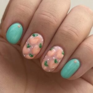 Aqua Peach Nails