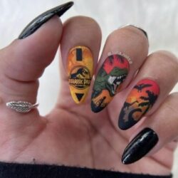 Jurassic park night is approaching nails